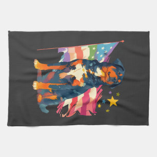 Linge De Cuisine Rottweiler patriotique avec art de drapeau américa