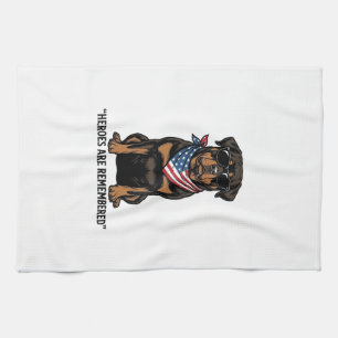 Linge De Cuisine Rottweiler Patriotique Chien Héros Design Vintage_