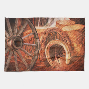 Linge De Cuisine Roue en Wagon Rustique Horseshoes Style Occidental