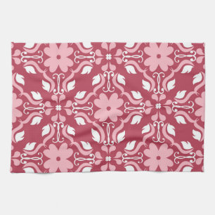 Linge De Cuisine Rouge, beige à fleurs, papier peint motif sans cou