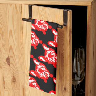 Linge De Cuisine Rouge Blanc adorable Bouledogue Français