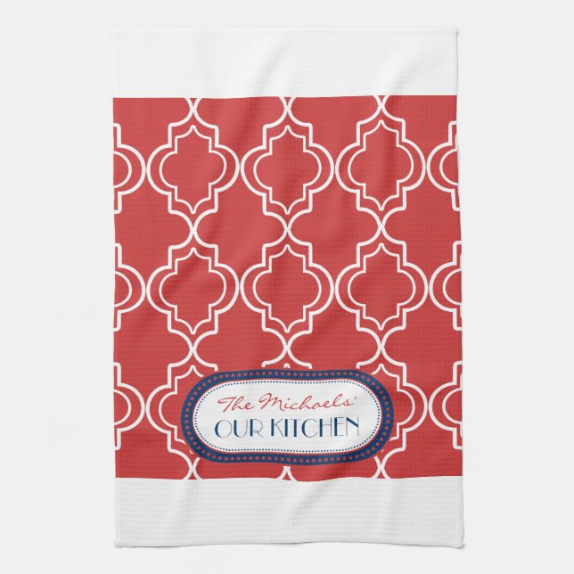 Linge De Cuisine Rouge Blanc Bleu Marocain Trellis Monogram (Vertical)
