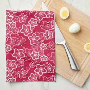 Linge De Cuisine rouge blanc floral rustique mode motif rétro