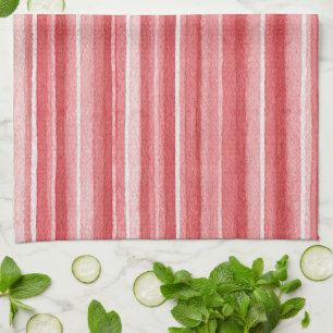 Linge De Cuisine Rouge Blanc Rosé Roses Rayures
