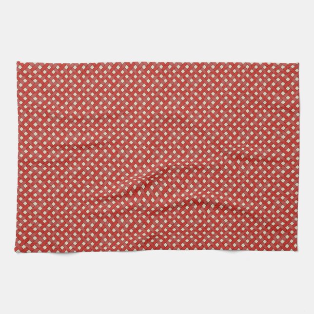 Linge De Cuisine Rouge en rotin tissé graphique sur crème personnal (Horizontal)