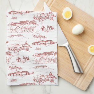 Linge De Cuisine Rouge et blanc de Chattanooga Toile