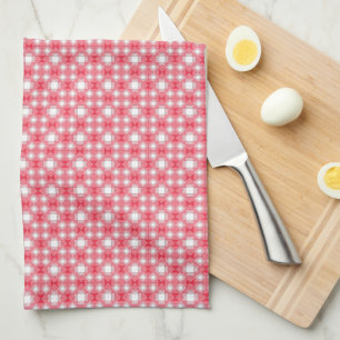Linge De Cuisine Rouge Geometrique motif carrés triangles Nom Kit