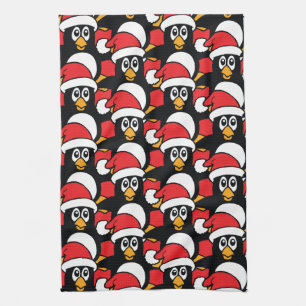 Linge De Cuisine Rouge mignon de motif de pingouins de Noël