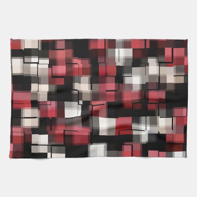 Linge De Cuisine Rouge noir (Horizontal)