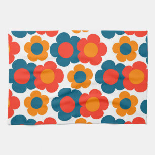 Linge De Cuisine Rouge Orange Bleu Tropical Floral Botanique été