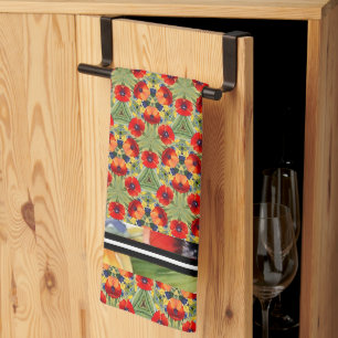 Linge De Cuisine Rouge pavot partout mixer n match dessin peint