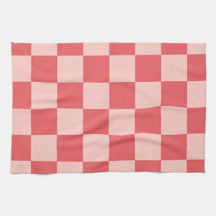 Linge De Cuisine Rouge rose À damiers En vichy Motif