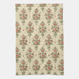 Linge De Cuisine Rouge Vert Damas Vintage Ornemental Classique