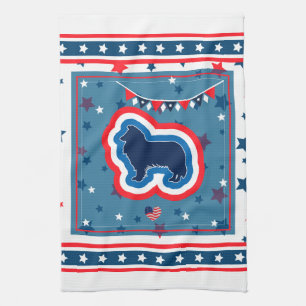 Linge De Cuisine Rough Collie Rouge Blanc Et Bleu 4 Juillet