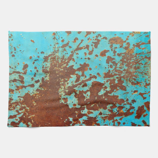 Linge De Cuisine rouille grunge bleue de plaque métallique rouillée (Horizontal)