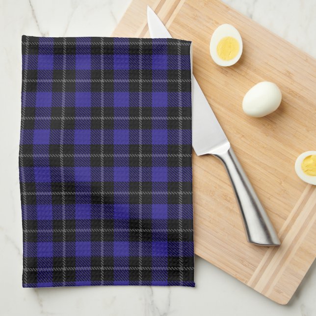 Linge De Cuisine Royal Blue Black Plaid (Quart Plié)