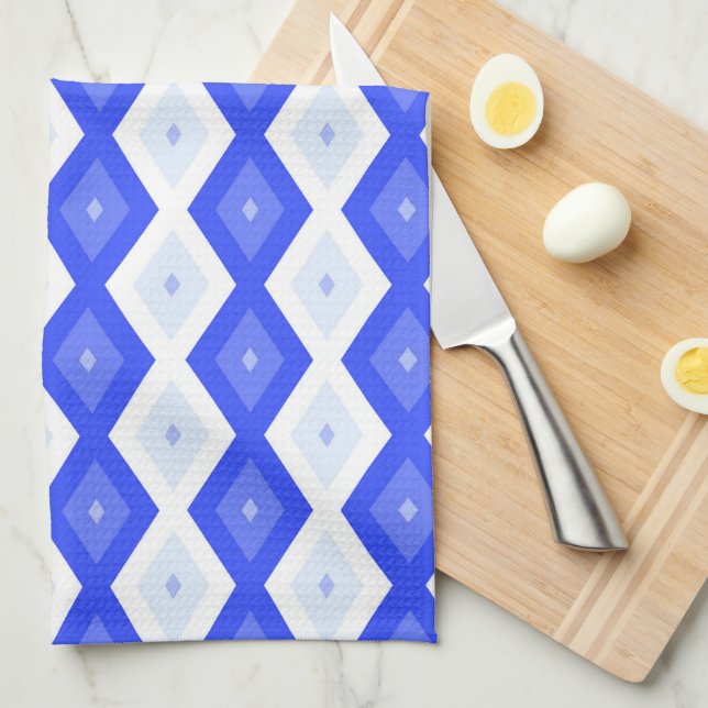 Linge De Cuisine Royal blue diamond pattern (Quart Plié)
