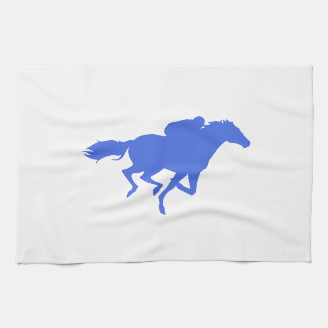 Linge De Cuisine Royal Blue Horse Racing (Horizontal)