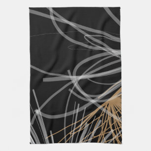 Linge De Cuisine Ruban abstrait moderne noir blanc et or