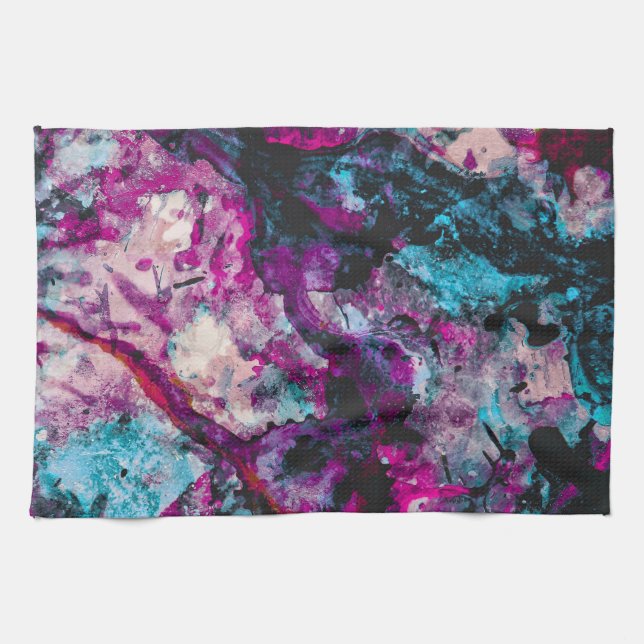Linge De Cuisine Ruby et Sapphire Crystal Geode Abstrait (Horizontal)