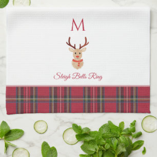 Linge De Cuisine Rudolph le Reindeer Custom Monogramme Noël