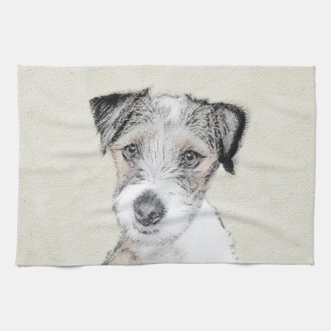 Linge De Cuisine Russell Terrier Peinture rugueuse - Art Chien orig (Horizontal)