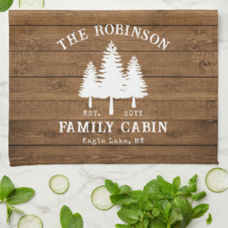 Linge De Cuisine Rustic Country Famille Cabines Arbres Bois Planche