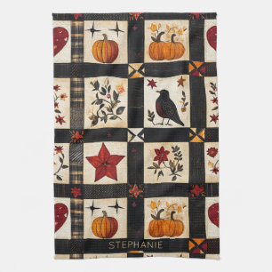 Linge De Cuisine Rustic Fall Quilt Motif   Patchwork agricole