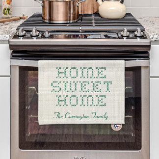 Linge De Cuisine Rustic Faux Cross-Stitch Accueil Sweet Home Vert