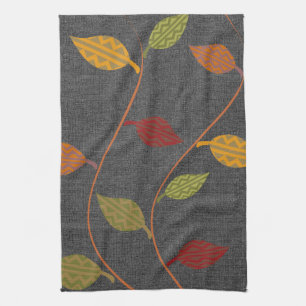 Linge De Cuisine Rustique Bright Deep Fall Feuilles Motif