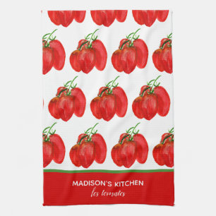 Linge De Cuisine Rustique Français Personnalisé Aquarelle Tomates