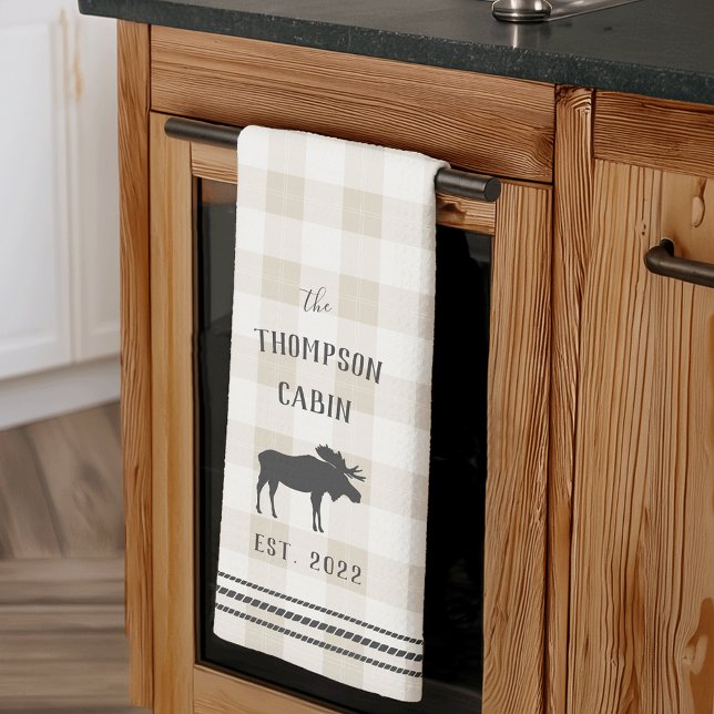 Linge De Cuisine Rustique Moose personnalisée Plaid (Créateur téléchargé)