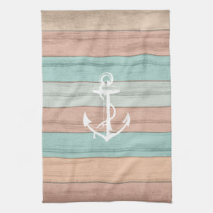 Linge De Cuisine Rustique Summer Beach Bois Bandes et Ancres nautiq