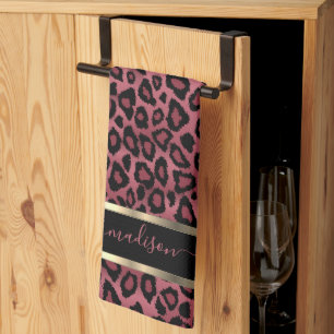 Linge De Cuisine Safari Dark Dusty Rose Leopard - Personnaliser