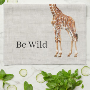 Linge De Cuisine Safari Girafe Animal Lin Faux