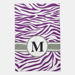 Linge De Cuisine Safari Zèbre de Violette Africaine avec monogramme