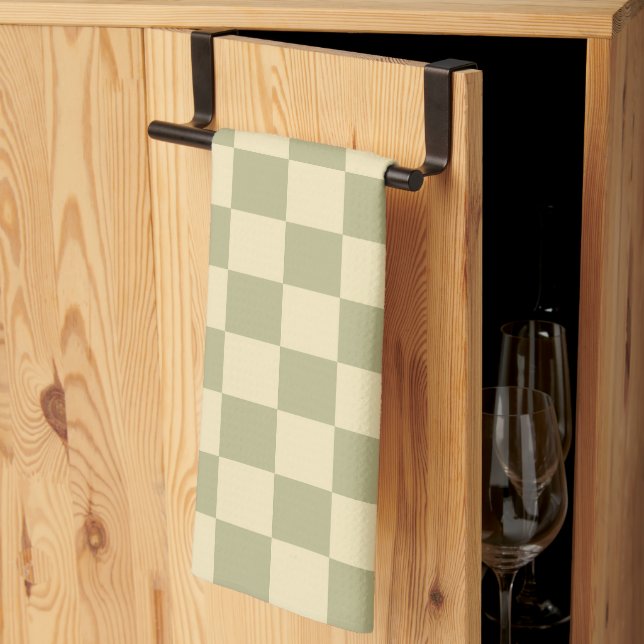 Linge De Cuisine Sage Checkerboard (Pliage en tiers)