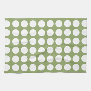 Linge De Cuisine Sage Green & Big White Pois