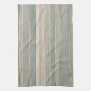 Linge De Cuisine Sage Green Dusty Blue Taupe Grey Farmhouse Stripe