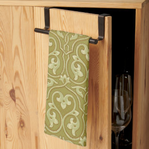 Linge De Cuisine Sage Green et Gold Art Nouveau Motif