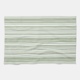 Linge De Cuisine Sage Green (Light, Medium, Dark) and White Stripes