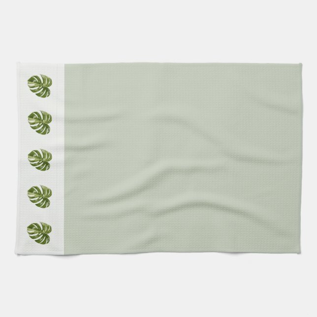 Linge De Cuisine Sage Green Monstera Botanical Decor Minimal Art (Horizontal)