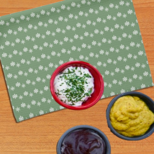 Linge De Cuisine Sage rustique Pneus verts et blancs (Créateur téléchargé)