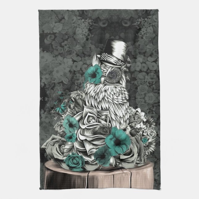 Linge De Cuisine Sagesse dans le hibou floral de nature (Vertical)