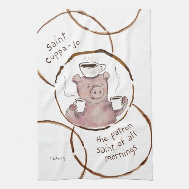 Linge De Cuisine Saint Cuppa Jo Absurdi-tea towel (Vertical)