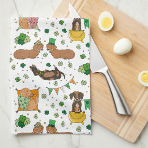 Linge De Cuisine Saint Patrick's Day Dachshund Chiens chanceux