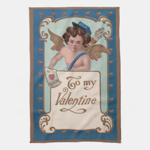 Linge De Cuisine Saint Valentin vintage, Cherub avec lettres d'amou