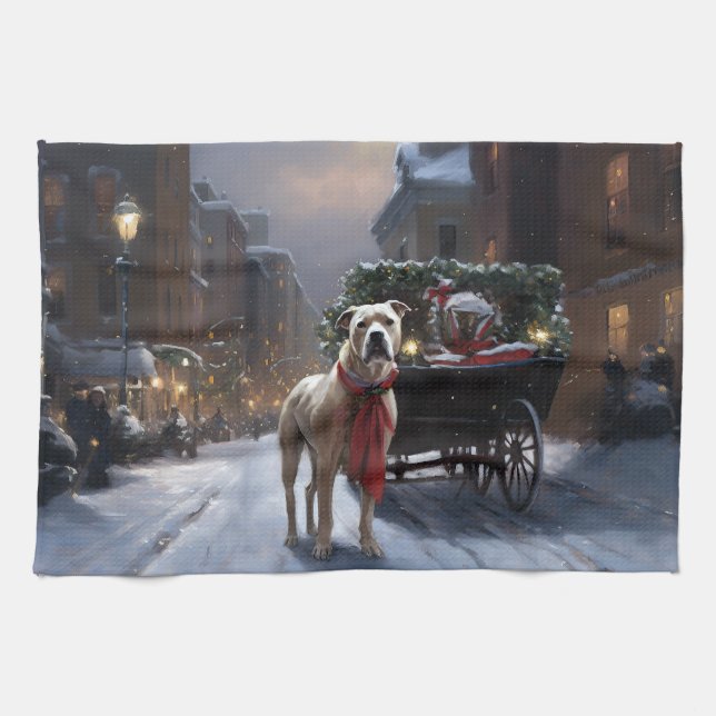 Linge De Cuisine Saison de Noël du American Staffordshire (Horizontal)