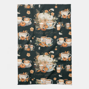 Linge De Cuisine Saison d'épices citrouilles Floral Latte Mug Noir