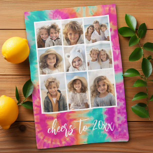 Linge De Cuisine Salutations au Nouvel An Cravate-Dye Turquoise les